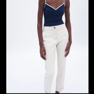 Zara jogger waist pants oyster white